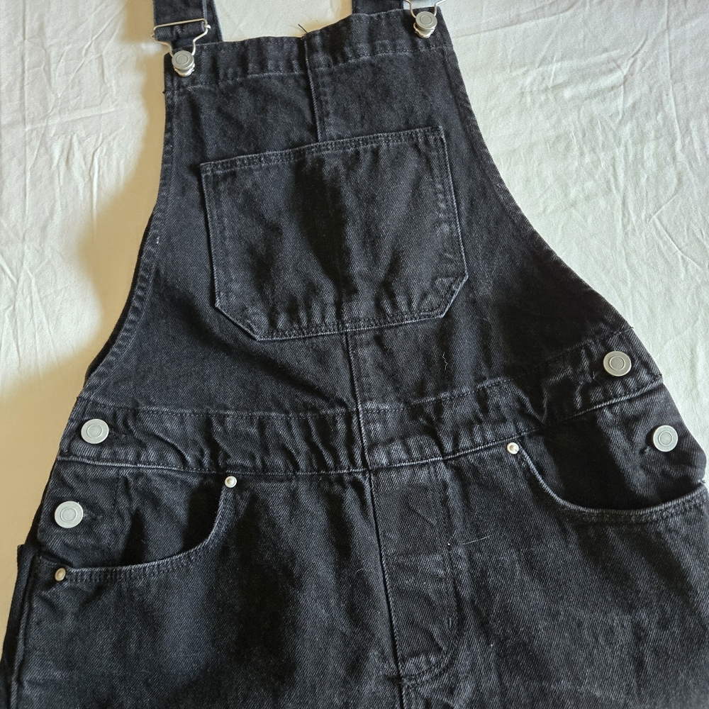 ASOS Black Denim Short Overalls Women's Waist 26 - 28 Inches Size 2XS